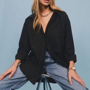 Reformation Willa Oversized Shirt in Black